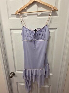 UO Rosebud Mesh Mini Dress in Lilac